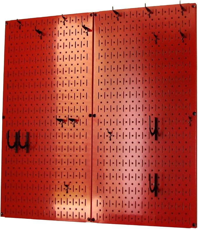 Wall Control Kitchen Pegboard Organizer Pots and Pans Storage Rack Organization Kit with Red Pegboard and Black Accessories - Image 2