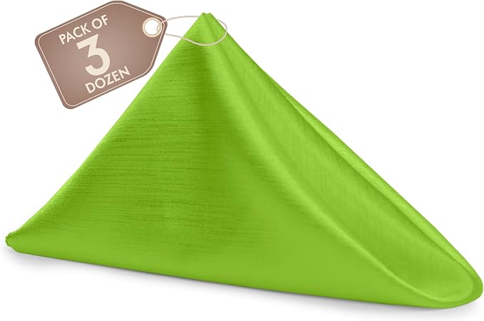17 x 17-Inch Shantung Satin Cloth Napkins, Lime, Set of 36 by UltimateTextile