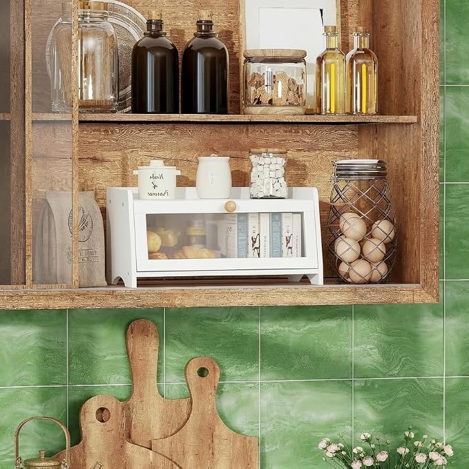 BAMBANG Bread Box for Kitchen Countertop, Bamboo Bread Box for Homemade Bread, Wooden Farmhouse Bread Storage Container, Large Breadbox Bread Bin Organizer for Counter Cabinet Pantry, White - Image 7