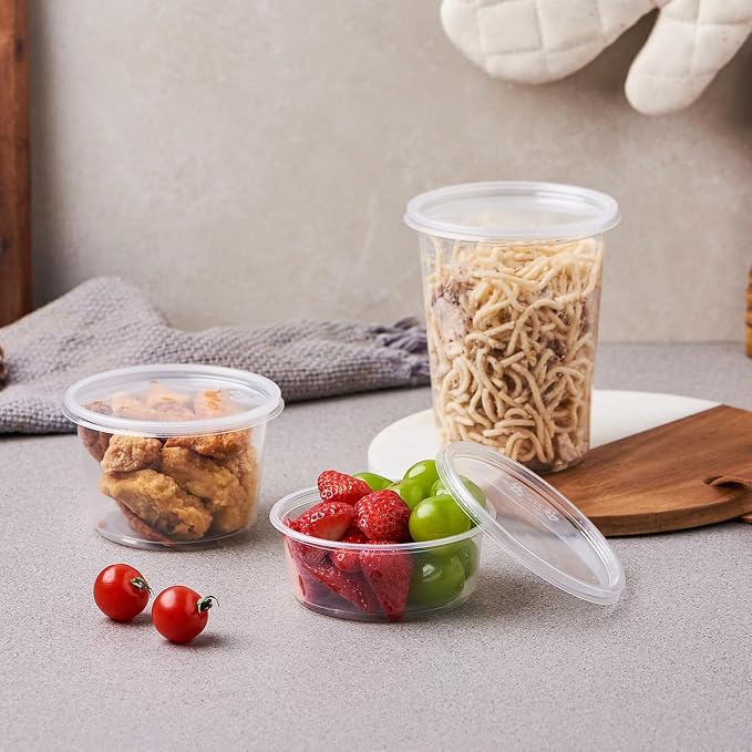 [44 Sets - 32 oz. Plastic Deli Food Storage Soup Togo Containers With Airtight Lids Clear Disposable Takeout Quart Container … - Image 5
