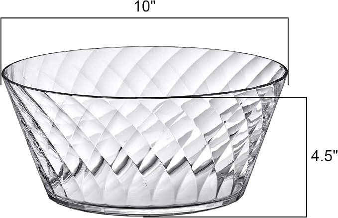 Bonita - 130-Ounce Plastic Serving Bowls (Set of 2), 10-Inch Clear Salad Bowl Set, BPA-Free, Shatter-Proof, Dishwasher-Safe, Stackable, Great for Salad, Fruit, Cereal, Snack, and More - Image 3