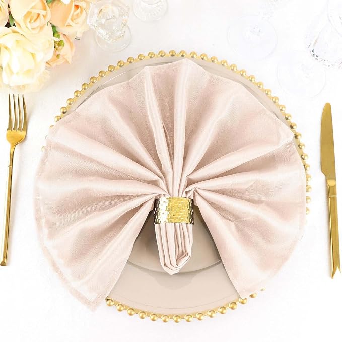 Efavormart Premium Cloth Napkins Set of 5, 20x20 Inch Blush Seamless Dinner Napkins, Washable Linen Table Napkin Cloth with Hemmed Edges for Weddings, Party and Banquet - Image 6