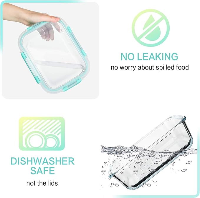 30 Pieces Glass Food Storage Containers with Upgraded Snap Locking Lids,Glass Meal Prep Containers Set - Airtight Lunch Containers, Microwave, Oven, Freezer and Dishwasher Friendly (Green) - Image 9