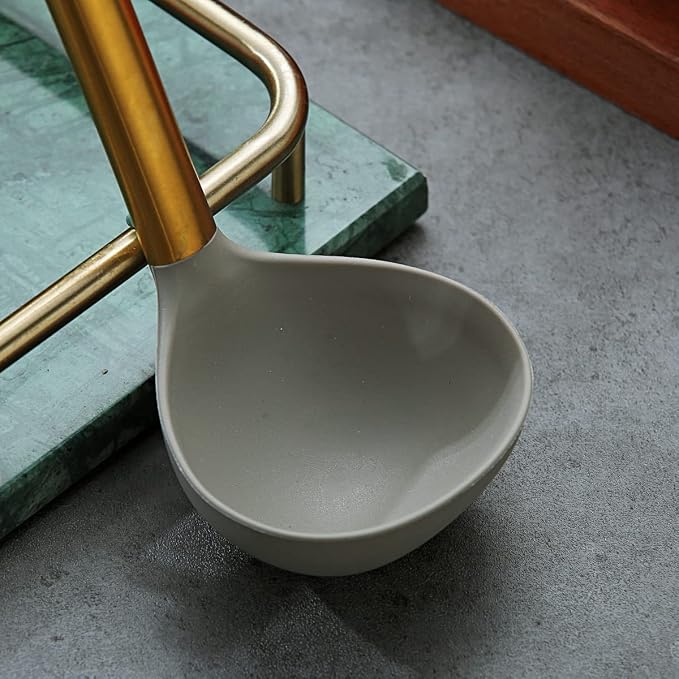 Gold Ladle, Berglander Non-stick Silicone Kitchen Ladle With Titainium Gold Plating handle, Soup Ladle, Cooking Ladle Soup Spoon For Cooking, Dishwasher Safe, Easy to Clean - Image 5