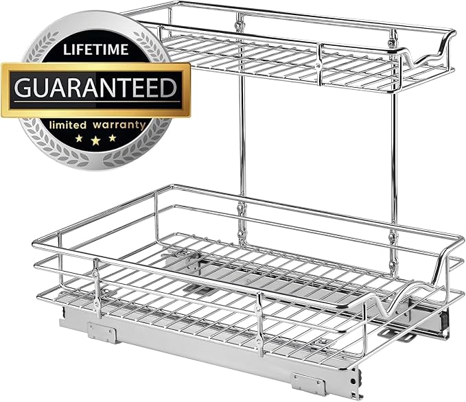 HOLDN’ STORAGE Under Sink Organizers and Storage, 11" W x 18" D x 15" H | 2-Tier Under-Sink Organizer, Full-Extension Slides, Keeps Cleaning Supplies, Bottles & Essentials Easy To Reach - Image 4