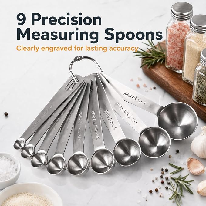 28PCS Mixing Bowls with Airtight Lids Set, Stainless Steel Nesting Prep Bowls with 7 Measuring Cups & 14 Measuring Spoons for Cooking, Baking, Serving, Food Storage, Size 5.5/3.5/2.5/2/1.4/1/0.62QT - Image 5