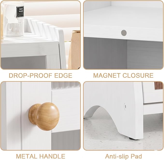 BAMBANG Bread Box for Kitchen Countertop, Bamboo Bread Box for Homemade Bread, Wooden Farmhouse Bread Storage Container, Large Breadbox Bread Bin Organizer for Counter Cabinet Pantry, White - Image 4