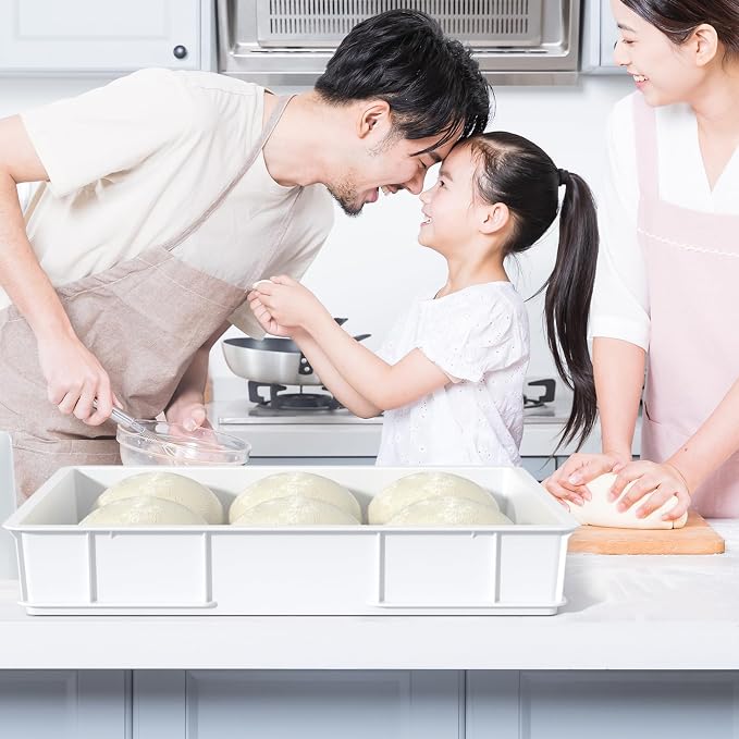 Kekow 4 Pack Stackable Commercial Pizza Dough Proofing Containers, White | BPA Free Food Grade Plastic, Stackable Space-Saving Design, Multi-Dough Proofing Tray, for Bakery Pizzeria Restaurant Use - Image 4