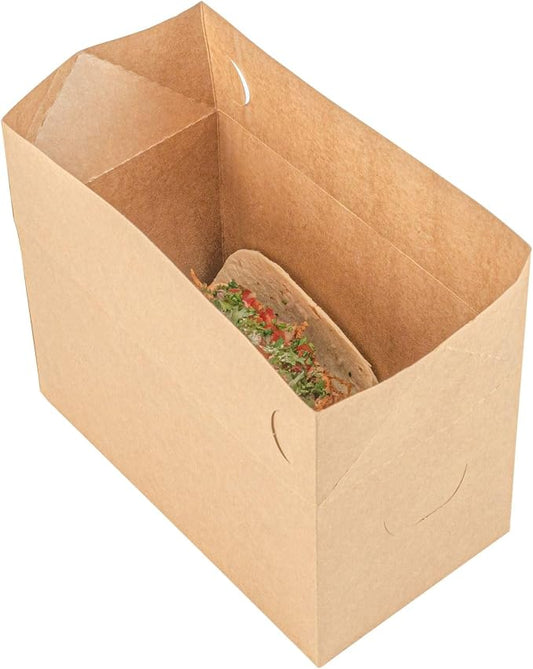 Bio Tek 80 Ounce To Go Boxes, 400 Rectangle Take Out Food Containers - Fast Top Closure, Disposable, Kraft Paper Carry Out Containers, Greaseproof, For Burgers Or Fried Chicken - Restaurantware by Restaurantware