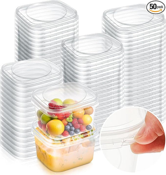 50 Pack 40 oz Deli Containers with Lids, Tamper Proof Leak Resistant Clear Plastic Food Storage Containers, Airtight Meal Prep Container for Soup Salad Tiramisu, Microwave & Dishwasher Safe by Yiyiring