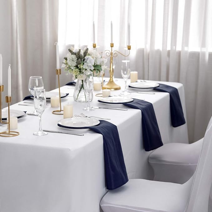 50pcs Polyester Cloth Napkins - 17 x 17 inch Navy Dinner Washable Napkins with Hemmed Edges for Restaurant/Wedding/Hotel(50,Navy) - Image 7
