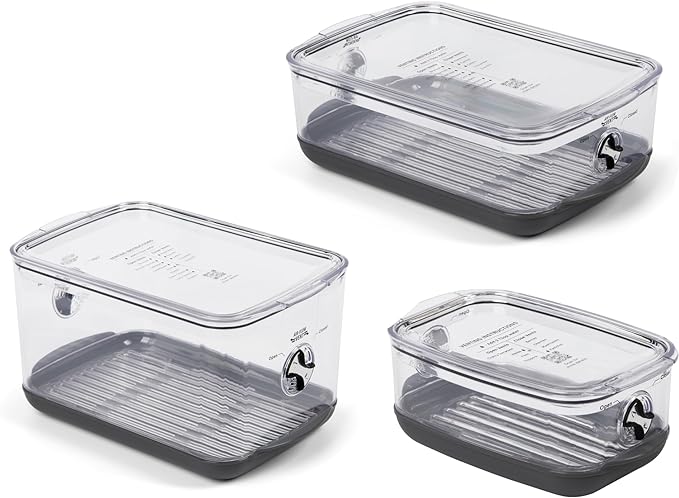 Progressive ProKeeper Stackable Produce ProKeeper Storage Container with Stay-Fresh Vent System (PKS-3PC-Produce+) by ProgressiveInternational