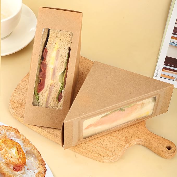200 Pack Kraft Paper Sandwich Boxes with Window Sandwich Take Out Boxes Food Containers for Toast, Donuts, Burgers Take Away - Image 5