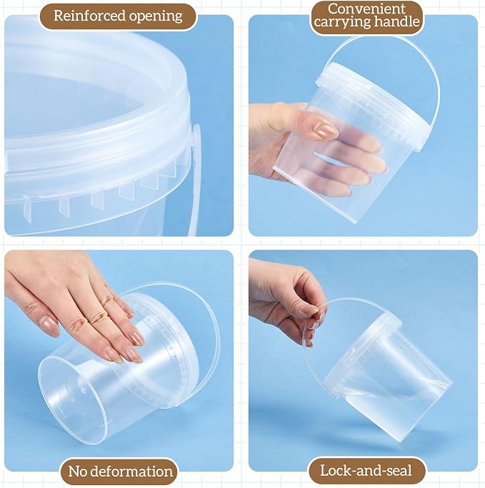 20 Pack 16 oz /500 ml Clear Plastic Bucket with Handle and Lids Food Storage Containers Freeze Safe Ice Cream Tubs for Deli Kitchen Drinks Home - Image 5