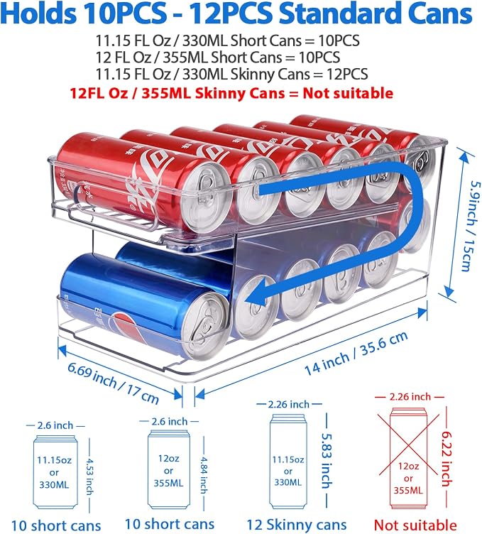 Rolling Soda Can Organizer and Automatic Soda Can Organizer for Refrigerator for Beer Soda Seltzer Drink Pop Cans Holder Storage Pantry Organization - Image 8
