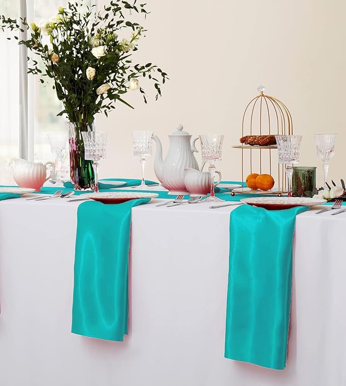 MDS® Pack of 200 Satin Napkins 12 x 12 Inch, Soft Silky Reusable Cloth Dinner Table Napkins for Wedding Décor, Reception, Birthday, Parties, Banquets, Catering, Restaurants & Hotel - Sea Green - Image 5