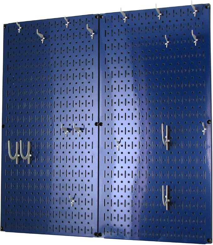Wall Control Kitchen Pegboard Organizer Pots and Pans Storage Rack Organization Kit with Blue Pegboard and White Accessories - Image 2