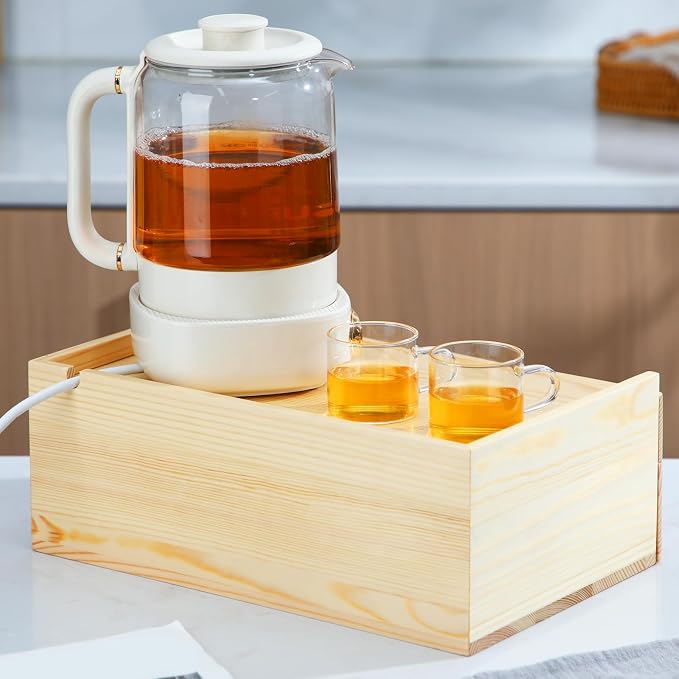 Cinnvoice Tea Bag Organizer Wood Tea Organizer Storage Box 8 Compartments Container Holder with Lid to Storage and Keep Fresh(Brown) - Image 5