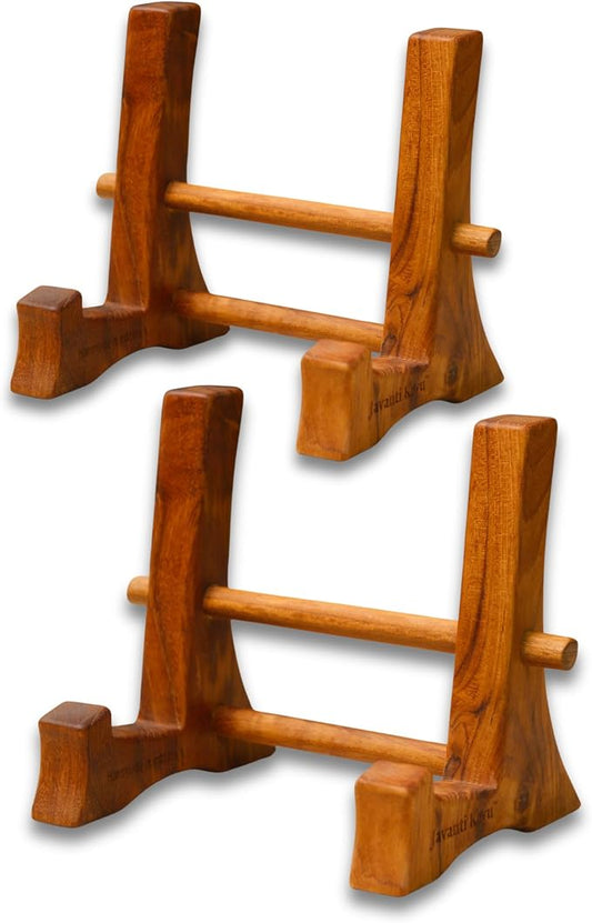 Chopping Board Stand – Teak Wood – Premium Handmade Holder Organizer for Boards, Drying Rack, Single or Dual Slot, Fits Thick Boards, Air-Dry Base (1 Slot (2.4 in Thickness) - 2 Pieces) by Unknown