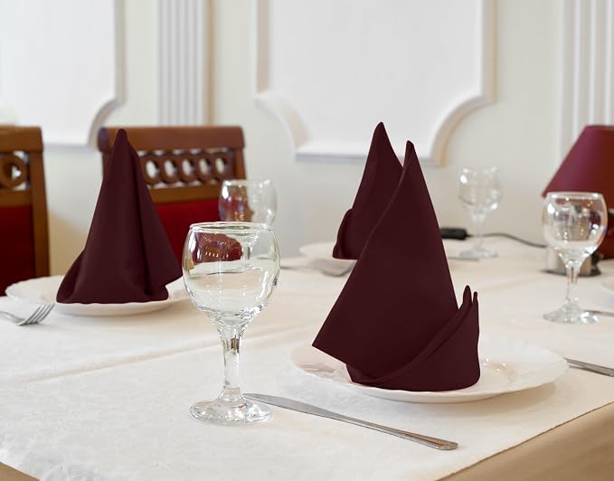 Utopia Kitchen Cotton Blend Burgundy Cloth Napkins [12 Pack, 18x18 Inch] | Absorbent Washable and Reusable for Dinner, Restaurant, Lunch, Wedding and Hotel - Image 5