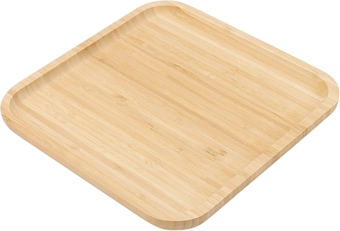 JOIKIT 3 Pack 10 Inch Bamboo Platter, Fine Polished Sqaure Wood Plates Bamboo Serving Tray for Holding Fruit, Bread, Cheese, Nut, Coffee, Tea, Plant Saucer - Image 6