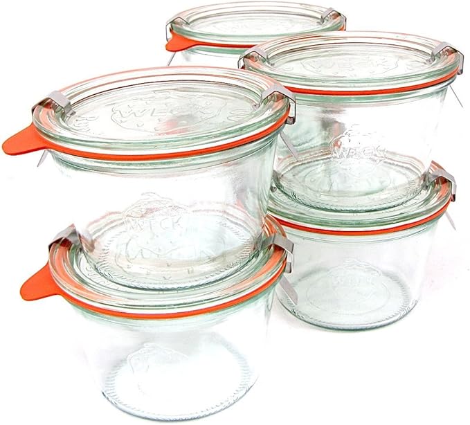 Weck 741 - 0.25 Liter Mold Jars with Lids - 6 Rings and 12 Clamps by WeckJars