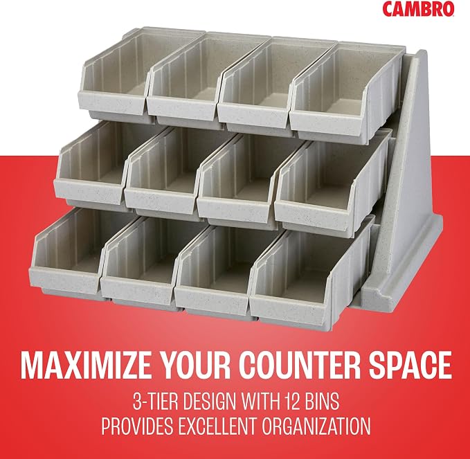 Cambro Versa - Self Serve Condiment and Utensil Bin - 12 Storage Bins - Ideal for food and coffee condiments (Gray) - Image 2