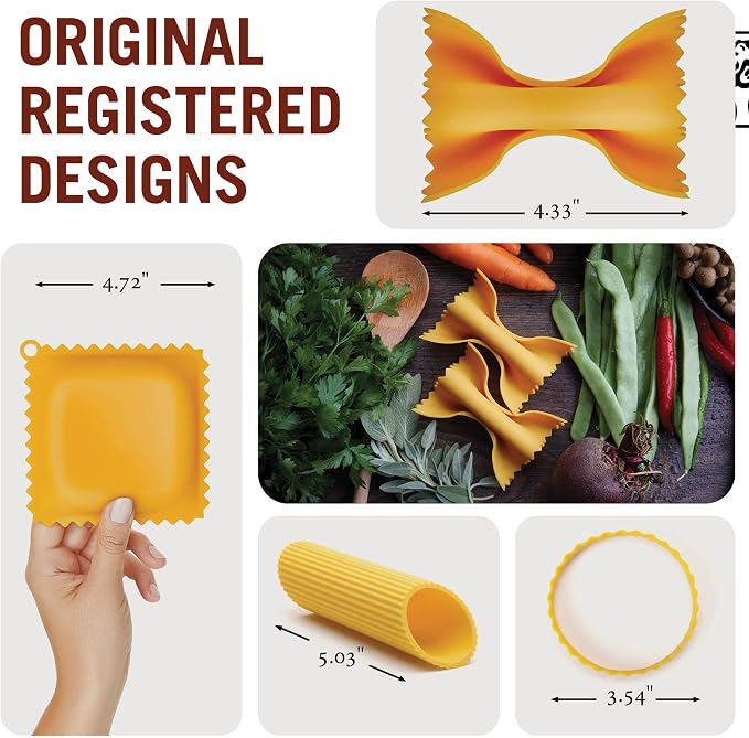 Pasta Grande - Fun Pasta Shaped Silicone Kitchen Tools in a Gift Box / 4 of our Pasta-shaped kitchen gadgets in one festive giftbox/Farfalloni, Ravioli, Penneli & Mafaldine/by Monkey Business - Image 7