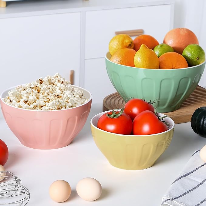 Lareina Ceramic Mixing Bowls Set of 3, Large Nesting Bowls for Serving/Baking/Prepping, Housewarming & Wedding Gift, Oven, Microwave and Dishwasher Safe 3.2/1.7/1.2 Qt, Pastel Color - Image 6