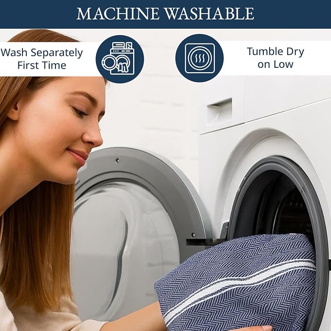 LANE LINEN Kitchen Towels Set - 100% Pure Cotton Dish Towels for Kitchen, Super Absorbent Kitchen Hand Towel, Blue Tea Towels, Soft & Durable Dish Cloths, Pack of 12 – 15”x25”, Blue Chambray - Image 5