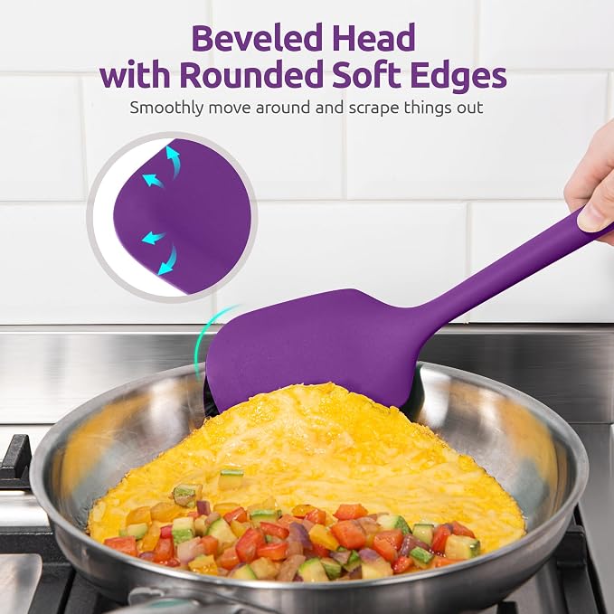 U-Taste Silicone Kitchen Cooking Utensil Set of 5, 13.6" Long, Purple | 600ºF Heat Resistant Food Grade Kitchen Tools&Gadgets, Extra Long Wide Spatula Turner Spoon Ladle for Serving Mixing Stirring - Image 6