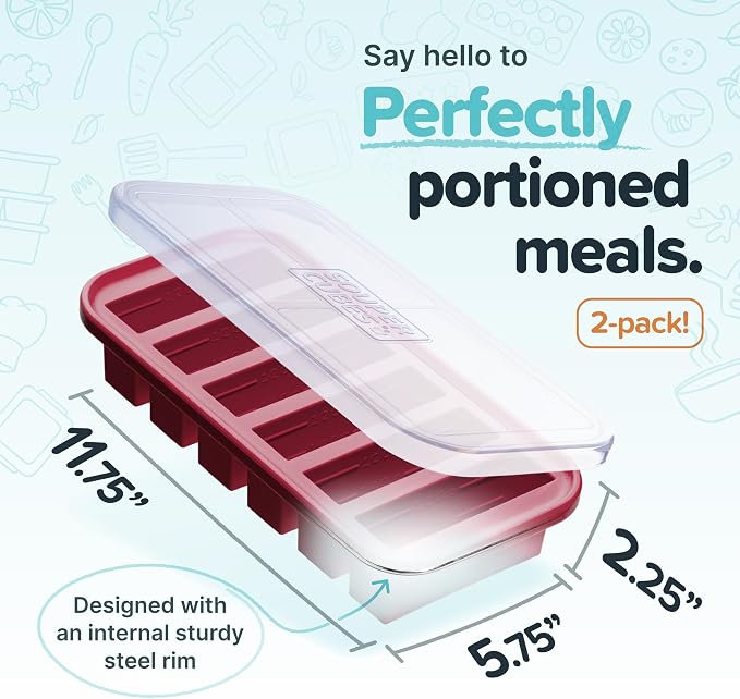 Souper Cubes 1/2 Cup Silicone Freezer Molds with Lids, Cranberry, 2-Pack | 100% Platinum-Cured Silicone Freezer Cubes, Oven & Microwave Safe, Perfect for Freezing Broth, Sauces, Sides and More - Image 2