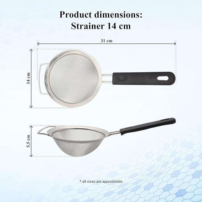 Buckingham Stainless Steel Fine Mesh Sieve Strainer Rust-Free, Durable Strainers (14cm) - Image 3