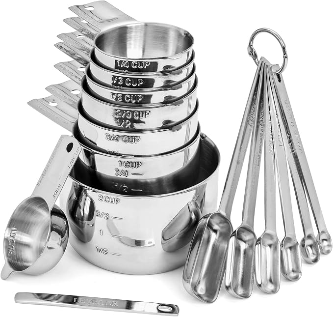Hudson Essentials Stainless Steel Measuring Cups and Spoons Set (15 Piece Set) by HudsonEssentials