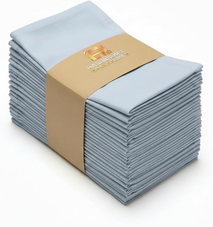 Dusty Blue Cloth Napkins 100% Cotton 20x20 inches Set of 20 – Reusable Soft Washable Fabric Dinner Napkins for Weddings, Parties, Events, Restaurants, Everyday Use – Eco-Friendly Table Napkins by HandicraftHandloom