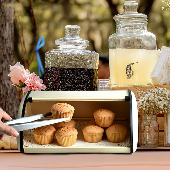 SOTECH Bread Box Kitchen Metal Container for Storage Bin Countertop Keeper Rustic Holder Vintage airtight Counter with Roll Top Farmhouse Bread Boxes - Image 6