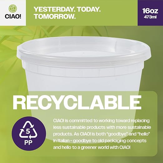 CIAO! 16oz PP Injection Molded Soup-Deli Container with LLDPE Lid, Microwavable and BPA Free (240/240 combo pack) - Image 3