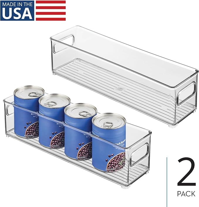 iDesign Stackable Fridge Bin with Handles, Set of 2, Clear | Ideal for Freezer or Pantry, Made in USA - Image 2
