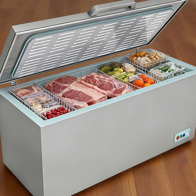 BESTYASH Freezer Partition Divider Wire Shelf Organizer Metal Fridge Shelf Separator for Home and Commercial Deep Freezer Storage 17.71X13.77X3.93In - Image 4