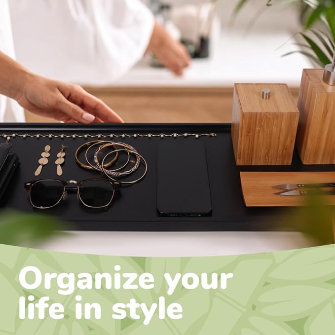 Bamboo Serving Tray - 26" x 9" x 0.75" - Black - 3 Trays - Image 5