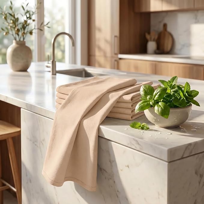 Urban Villa Kitchen Towels Cotton Dish Towels 20”x30” (Set of 6) Beige - Image 6