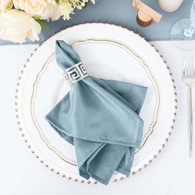 Efavormart Premium Cloth Napkins Set of 5, 17x17 Inch Dusty Blue Seamless Dinner Napkins, Washable Linen Table Napkin Cloth with Hemmed Edges for Weddings, Party and Banquet - Image 6