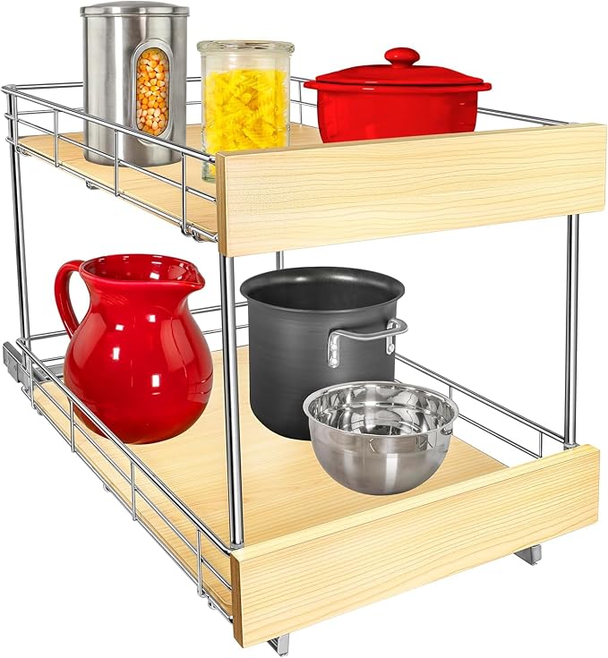 LYNK PROFESSIONAL® SELECT™ Pull Out Cabinet Organizer - 14" x 21" - Slide Out Cabinet Organizer for Kitchens - Sliding Shelves - Pull Out Drawer, Pots and Pans Storage - Lifetime Ltd Warranty - 2 Tier by LYNKPROFESSIONAL