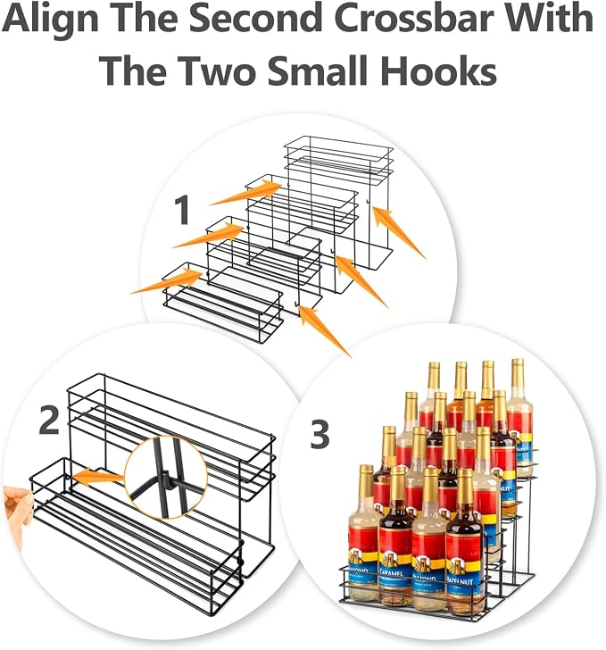 kimilus 16 Bottle Capacity Coffee Syrup Organizer 4 Tier Coffee Syrup Stand Shelf for Coffee Bar Accessories for Coffee Bar Kitchen Small Wine Rack for Bar Family Storage for Syrup Wine Dressing - Image 3