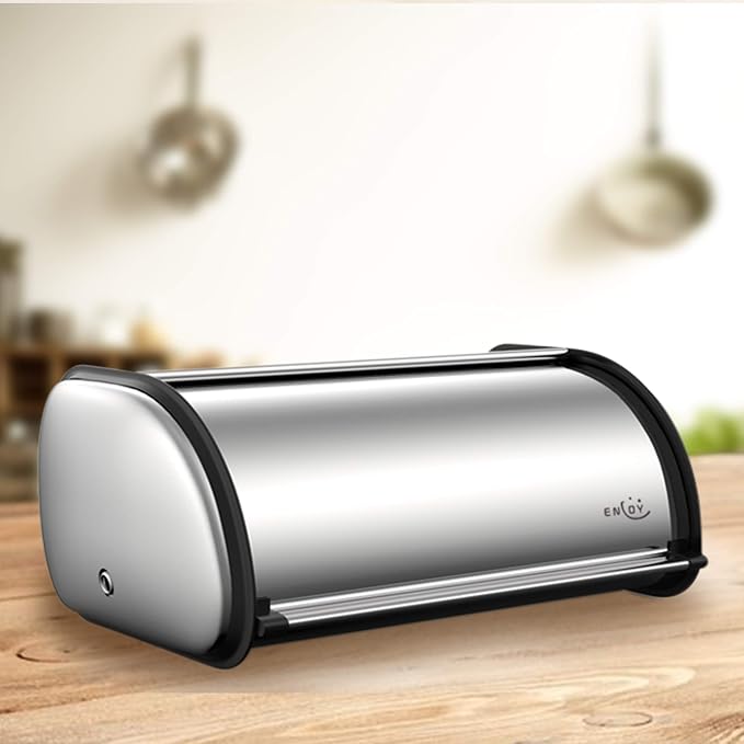 ENLOY Bread Box for Kitchen Counter, Stainless Steel Roll Top Bread Bin, Sliver Bread Storage Holder with Lid, Large Capacity Bread Keeper, 17 x 11 x 7 Inches - Image 9
