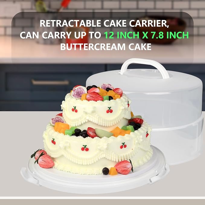 12 Inch Cake Carrier with Lid & Handle BPA-Free Cake Transport Container, Includes Insulated Bag, Cupcake & Pie Holders for Secure Dessert Delivery (Fits 7" Tall Cakes) (Purple) - Image 2