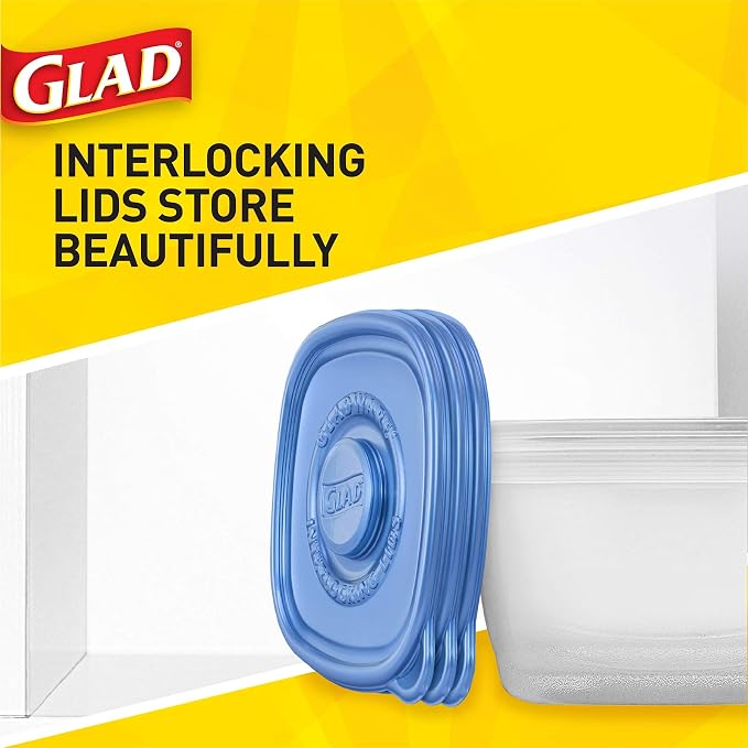 Glad GladWare MatchWare Large Variety Pack Food Storage Containers with Color Coded Lids,No BPA Reusable Plastic for Lunches and Leftovers, Microwave Dishwasher Safe, 20 Count - 40 Piece Set | Color-coded lids, BPA-free reusable plastic, microwave and ... - Image 3