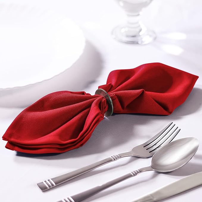 Utopia Home [12 Pack, Red] Cloth Napkins 20x20 Inches, 100% Polyester | Hemmed Edges, Washable and Reusable Ideal for Parties, Weddings and Dinners - Image 4