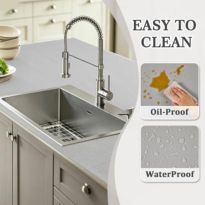 Shelf Liner for Kitchen Cabinets and Drawers, 18" x 240" Light Gray | Non-Adhesive Design, Waterproof & Non-Slip Protection, Easy Cut to Fit, Washable and Reusable, Pantry Storage - Image 4