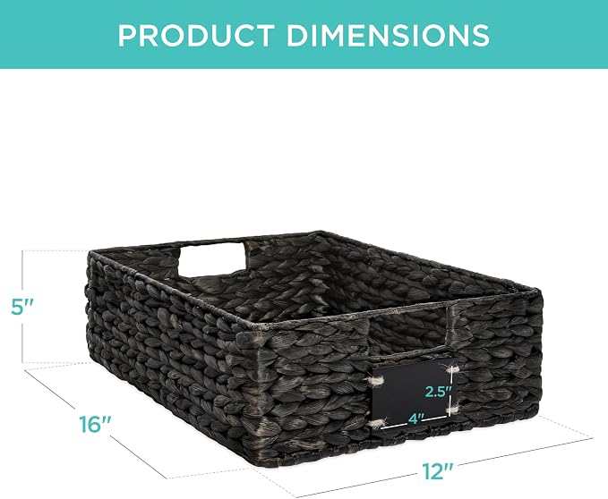 Best Choice Products Set of 4 16x12in Large Water Hyacinth Pantry Baskets, Woven Organizers w/Chalkboard Label, Chalk Marker - Black - Image 7